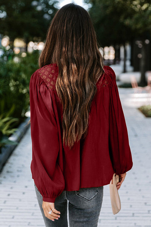 Lace Balloon Long Sleeve Top - 6 Colors