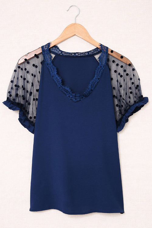 Sheer Dot Tulle Short Sleeve Top - 4 Colors
