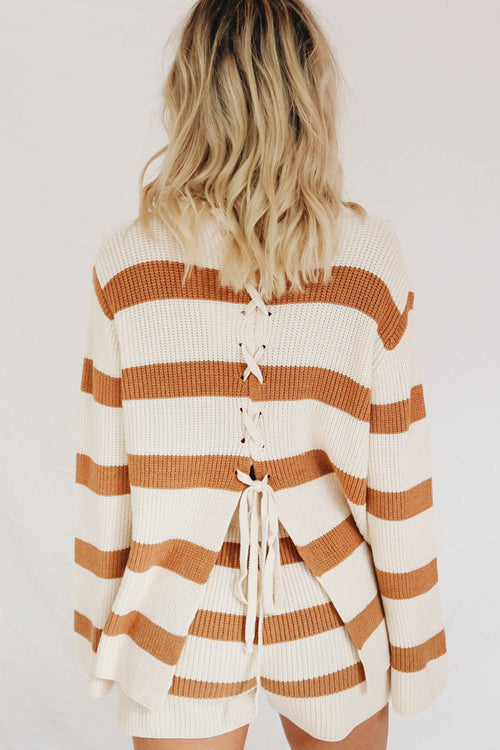 Striped Knit Sweater Suit - 2 Colors