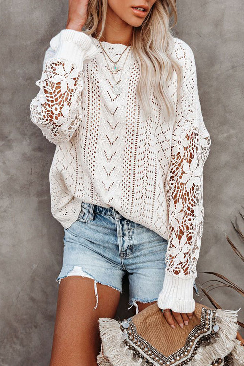 Lace Hollow-Out Knit Sweater