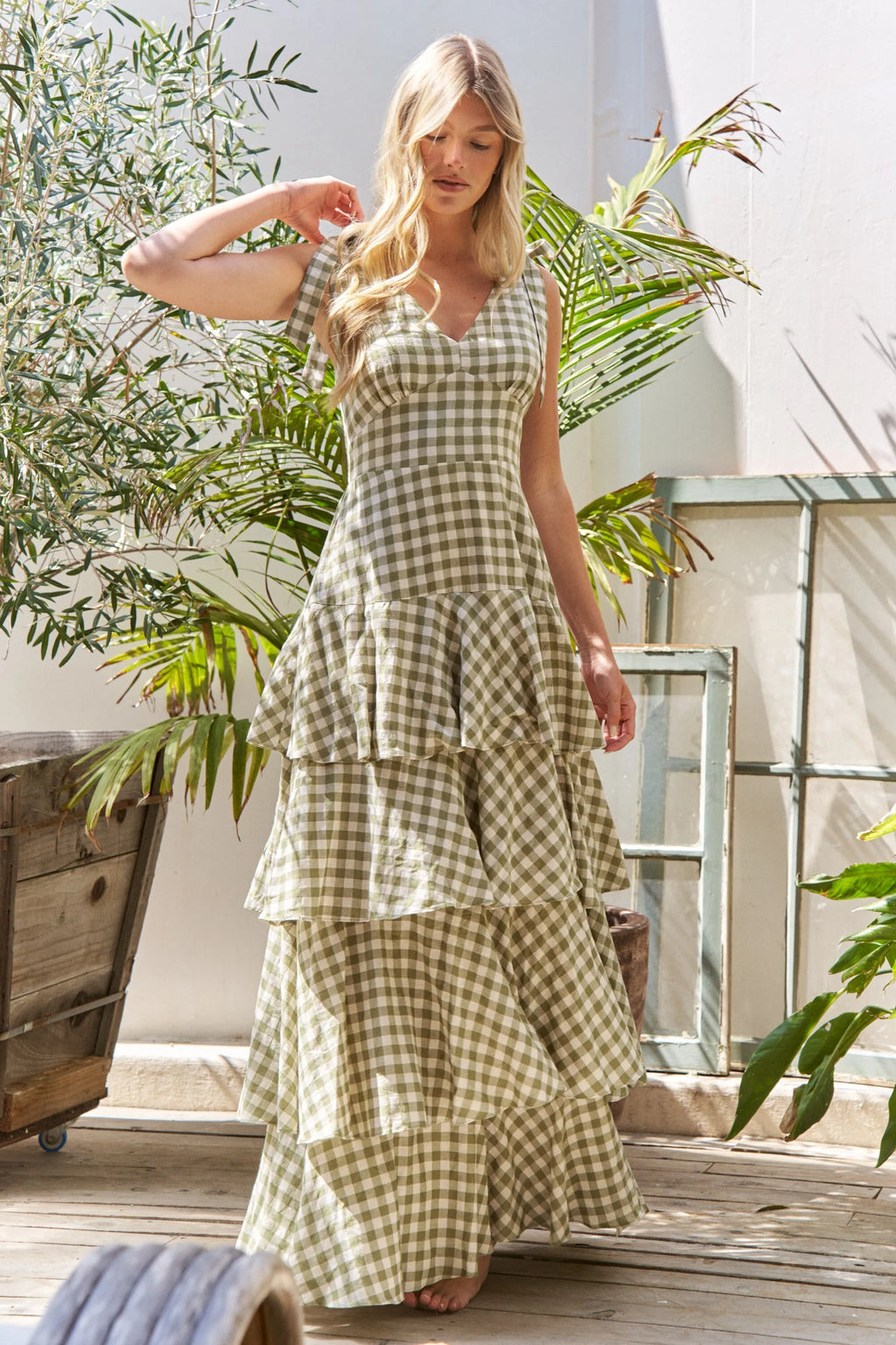 Gingham Tiered Maxi Dress
