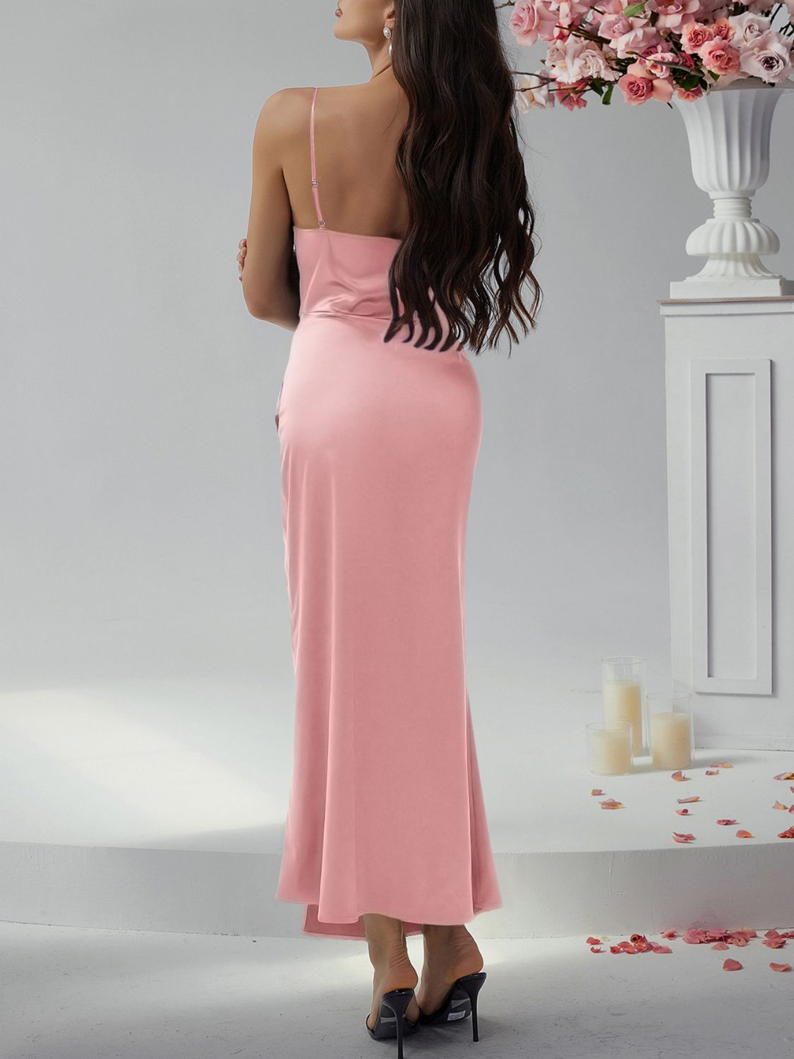 Slit Ruched Maxi Cami Dress