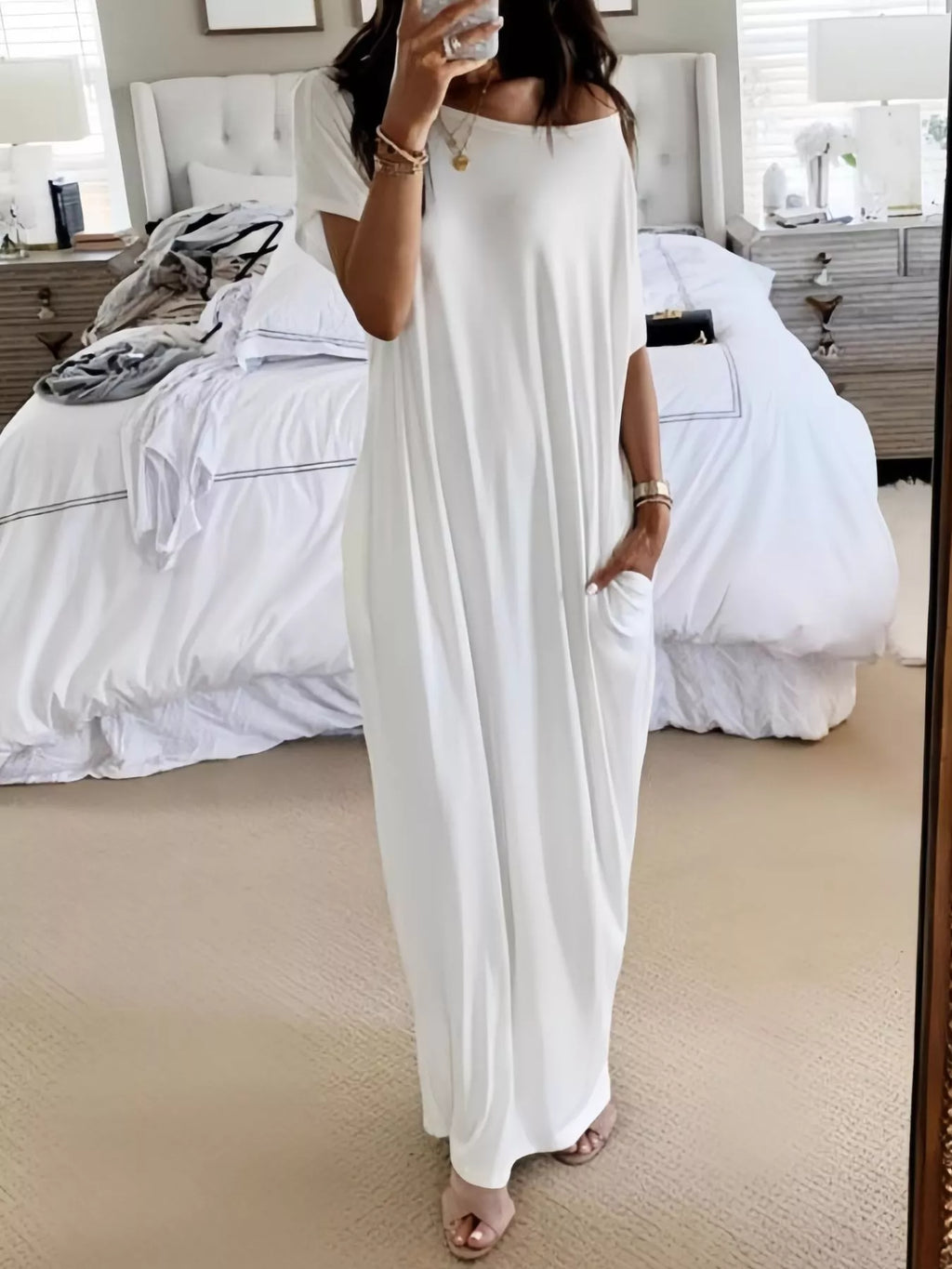 Full Size Loose Fit Maxi Dress with Pockets Plus Size