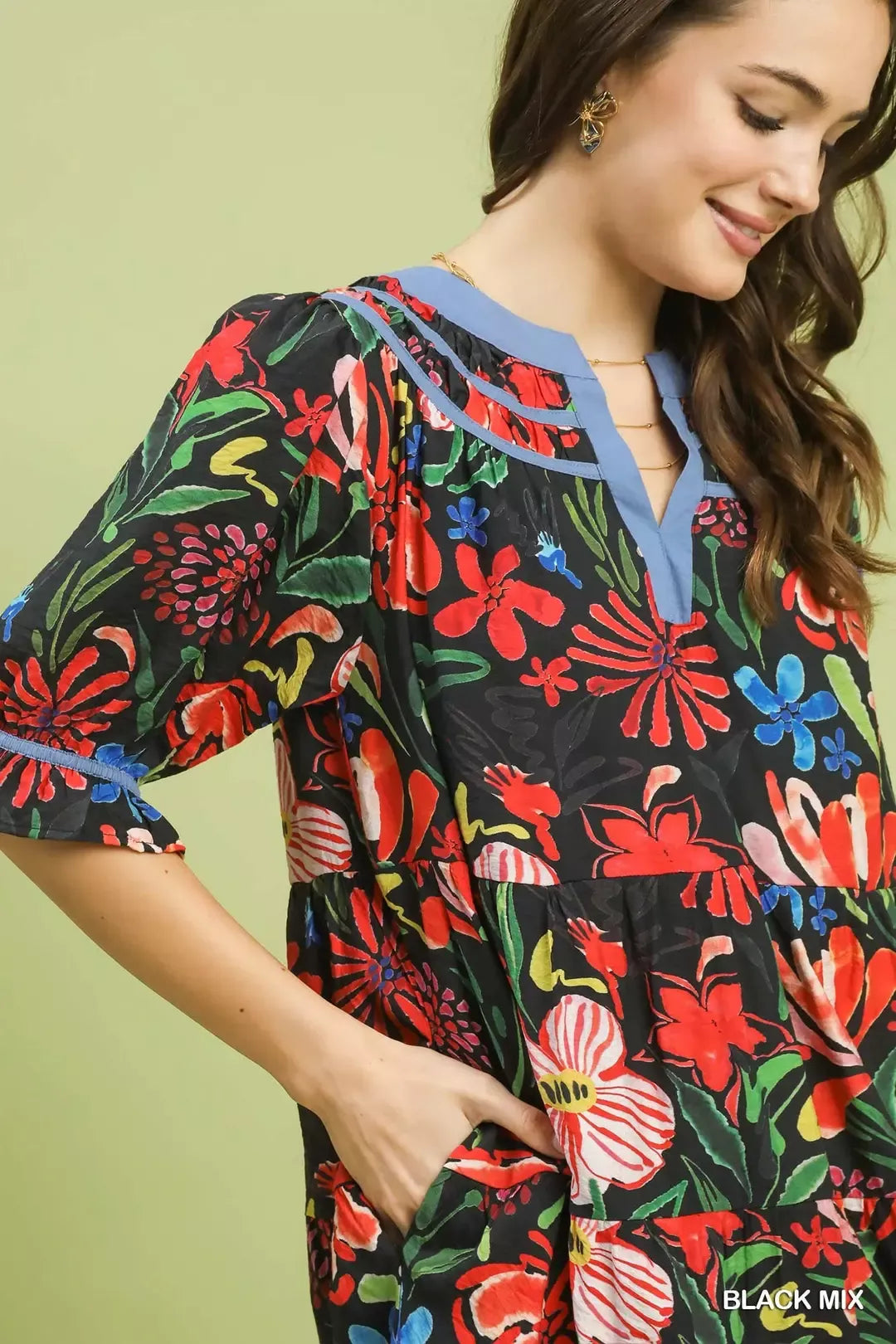 Floral Tiered Puff Sleeve Dress