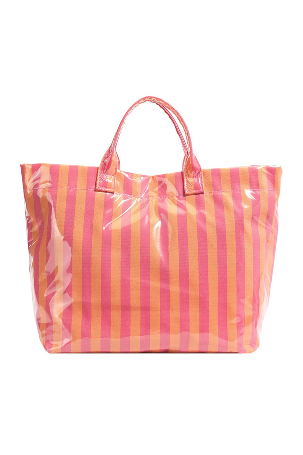 Rainbow Glossy Striped Vinyl Large Tote Bag