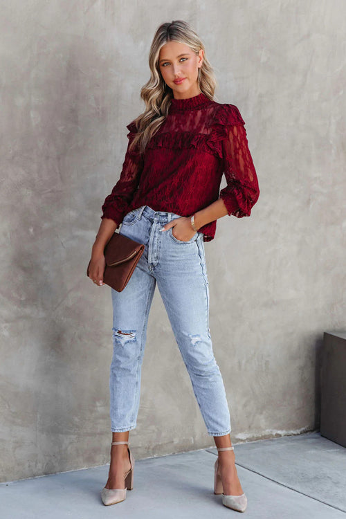 Lace Ruffled Top - 3 Colors