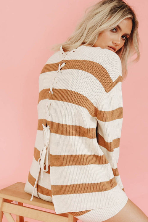 Striped Knit Sweater Suit - 2 Colors