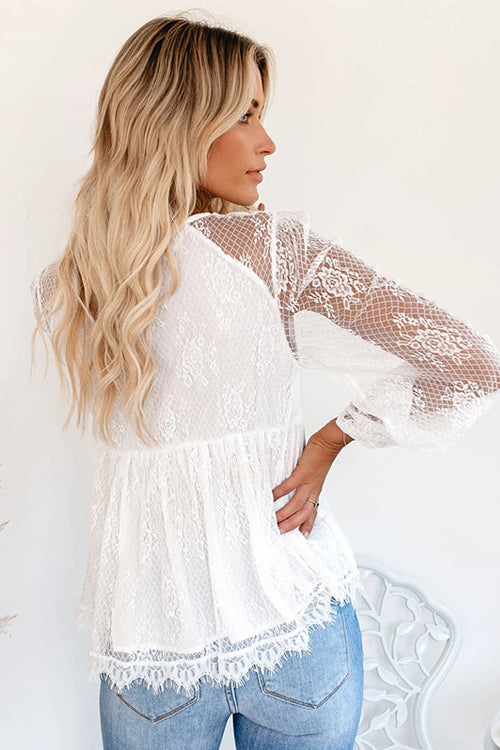Lace Long Sleeve Top - 2 Colors