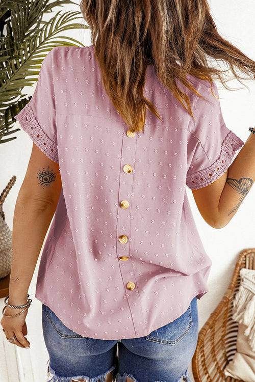 Lace Dot Short Sleeve Top - 4 Colors