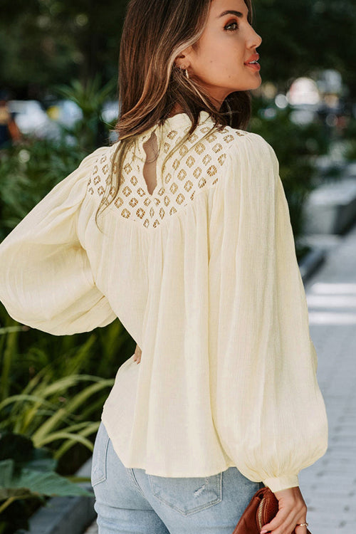 Lace Balloon Long Sleeve Top - 6 Colors