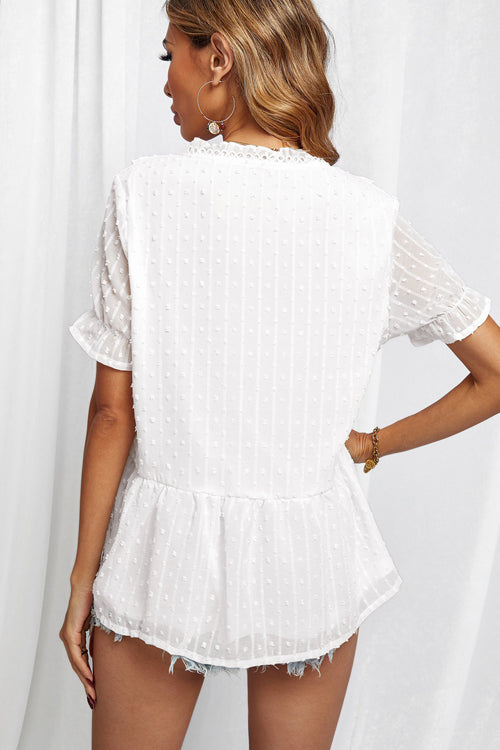 Lace Swiss Dot Top - 7 Colors