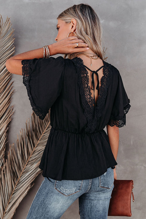 Crochet Lace Peplum Top - 2 Colors