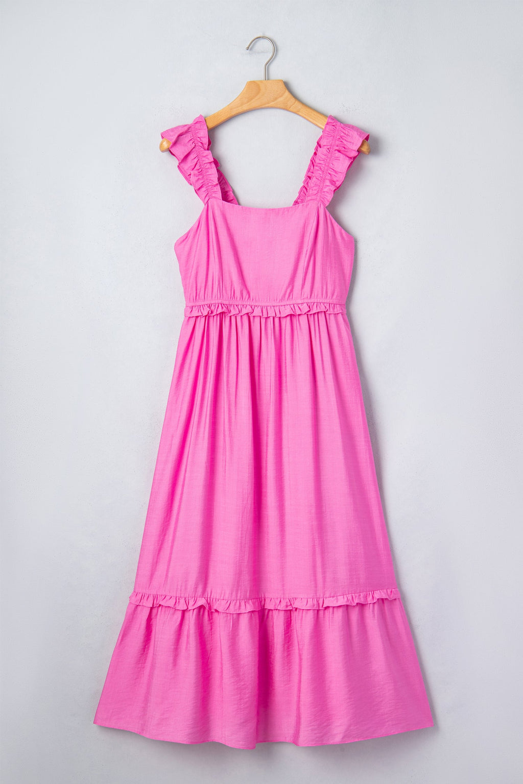Ruffle Trim Sleeveless Maxi Dress