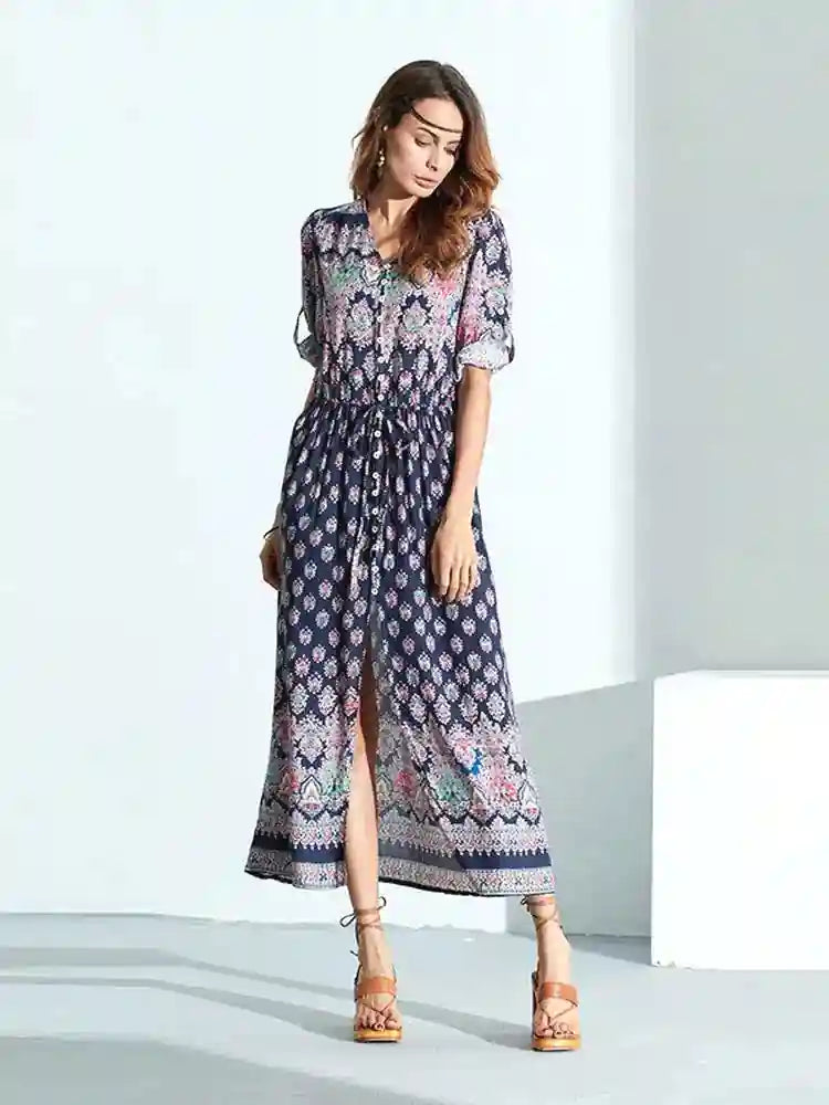 Beach Maxi Dress With Sleeves