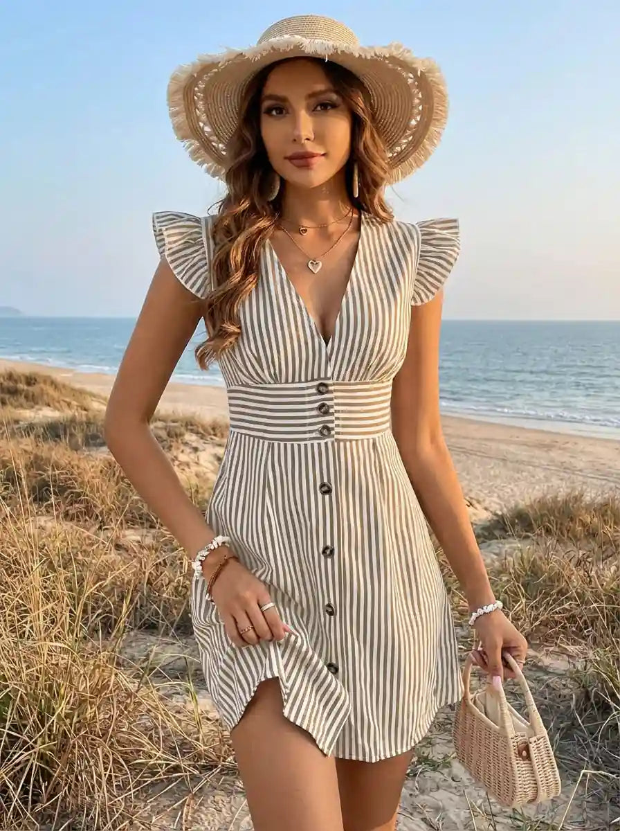 Bohemian Dress with Stripes