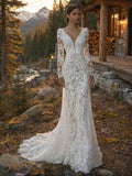 Bohemian Lace Mermaid Wedding Dress
