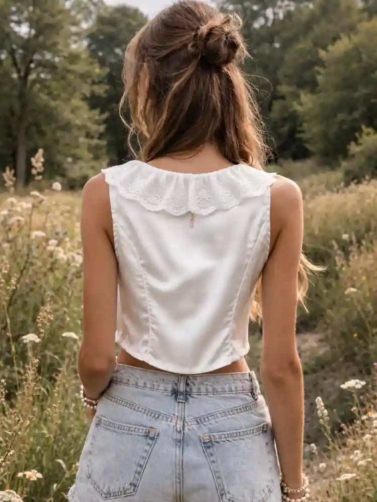 Boho Embroidered White Crop Top
