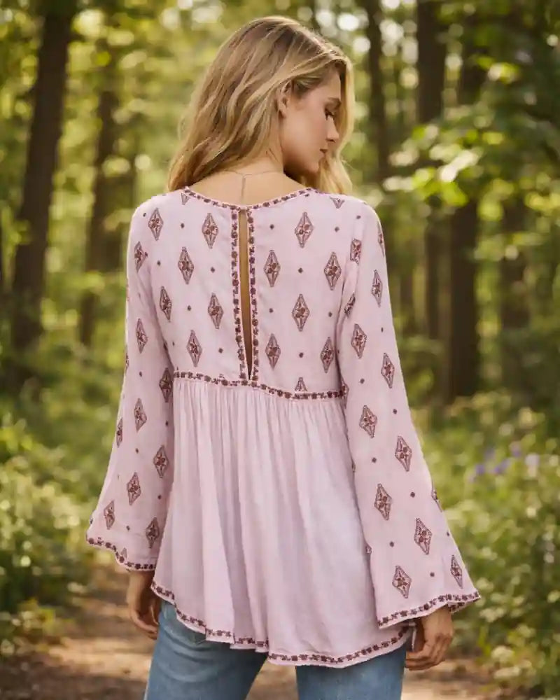 Chic Flared Boho Blouse