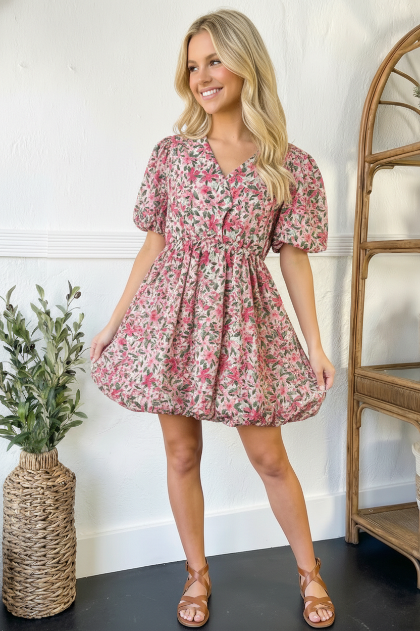Florals Cotton Bubble Dress