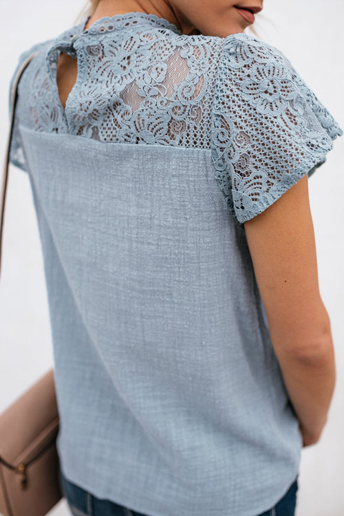 Lace Overlay Ruffle Top - 3 Colors