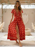 Maxi Boho Red Slit Dress