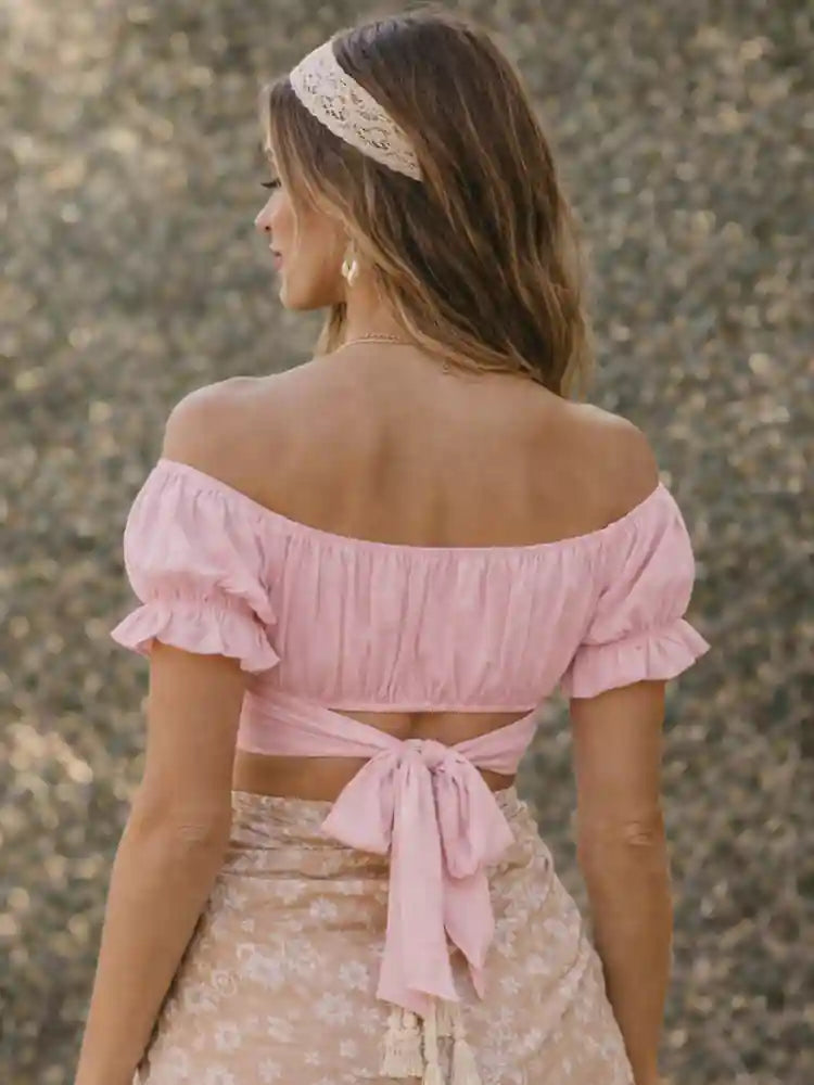Off the Shoulder Boho Crop Top