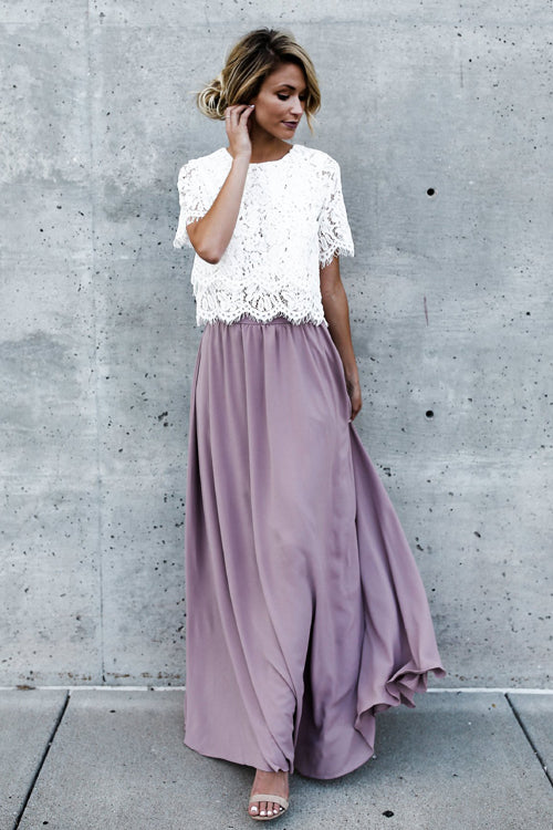 Round Neck Lace Short Sleeve Top - 3 Colors