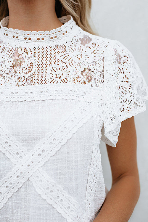 Lace Overlay Ruffle Top - 3 Colors
