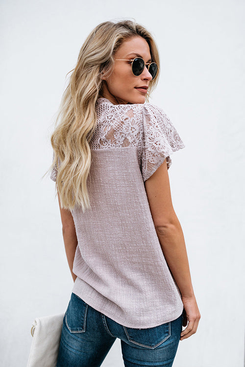 Lace Overlay Ruffle Top - 3 Colors