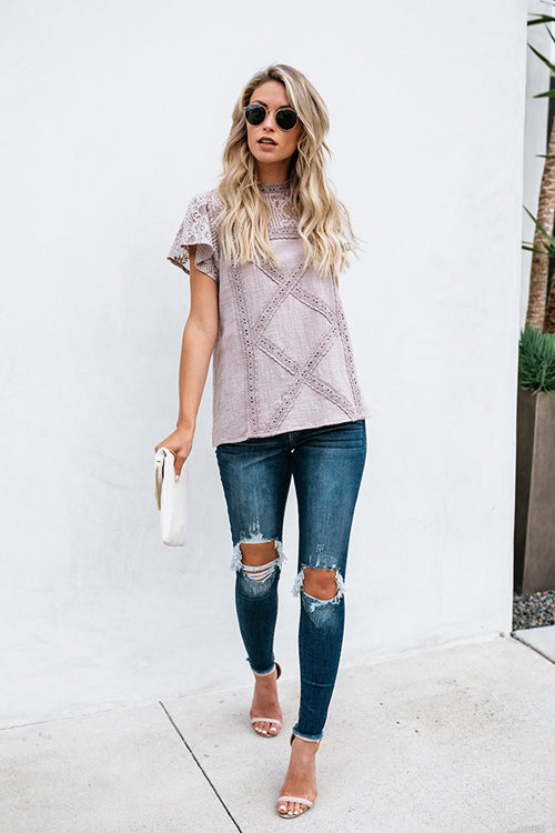 Lace Overlay Ruffle Top - 3 Colors