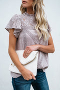 Lace Overlay Ruffle Top - 3 Colors