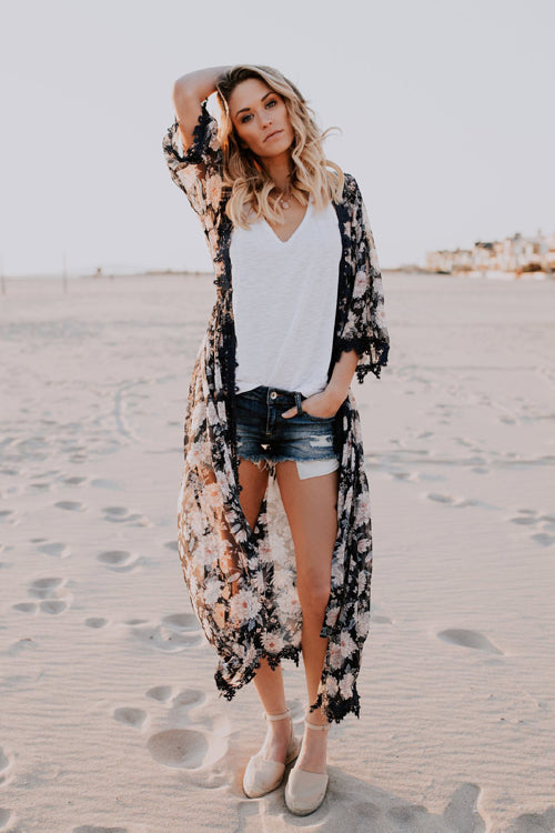 Flower Chiffon Cardigan