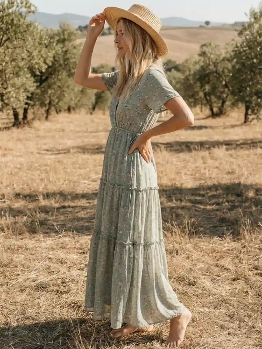 Vintage Green Boho Dress