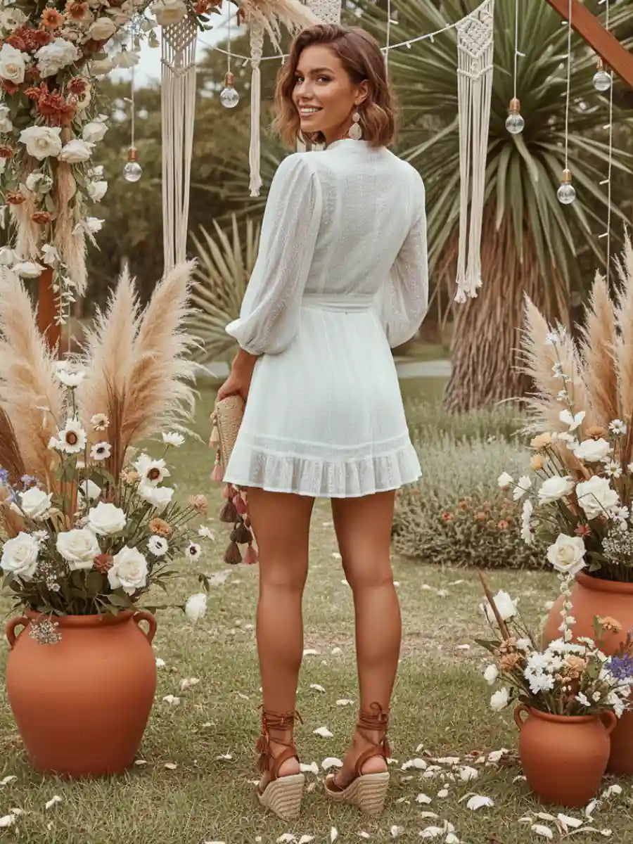 White Mini Bohemian Dress