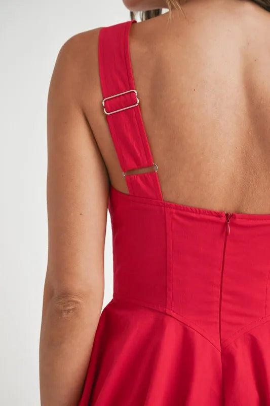 Square Neckline Bubble Mini Dress