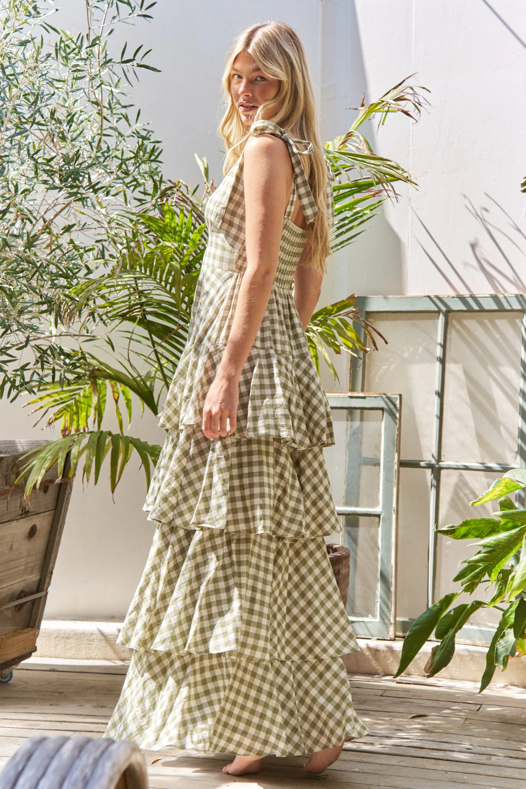 Gingham Tiered Maxi Dress