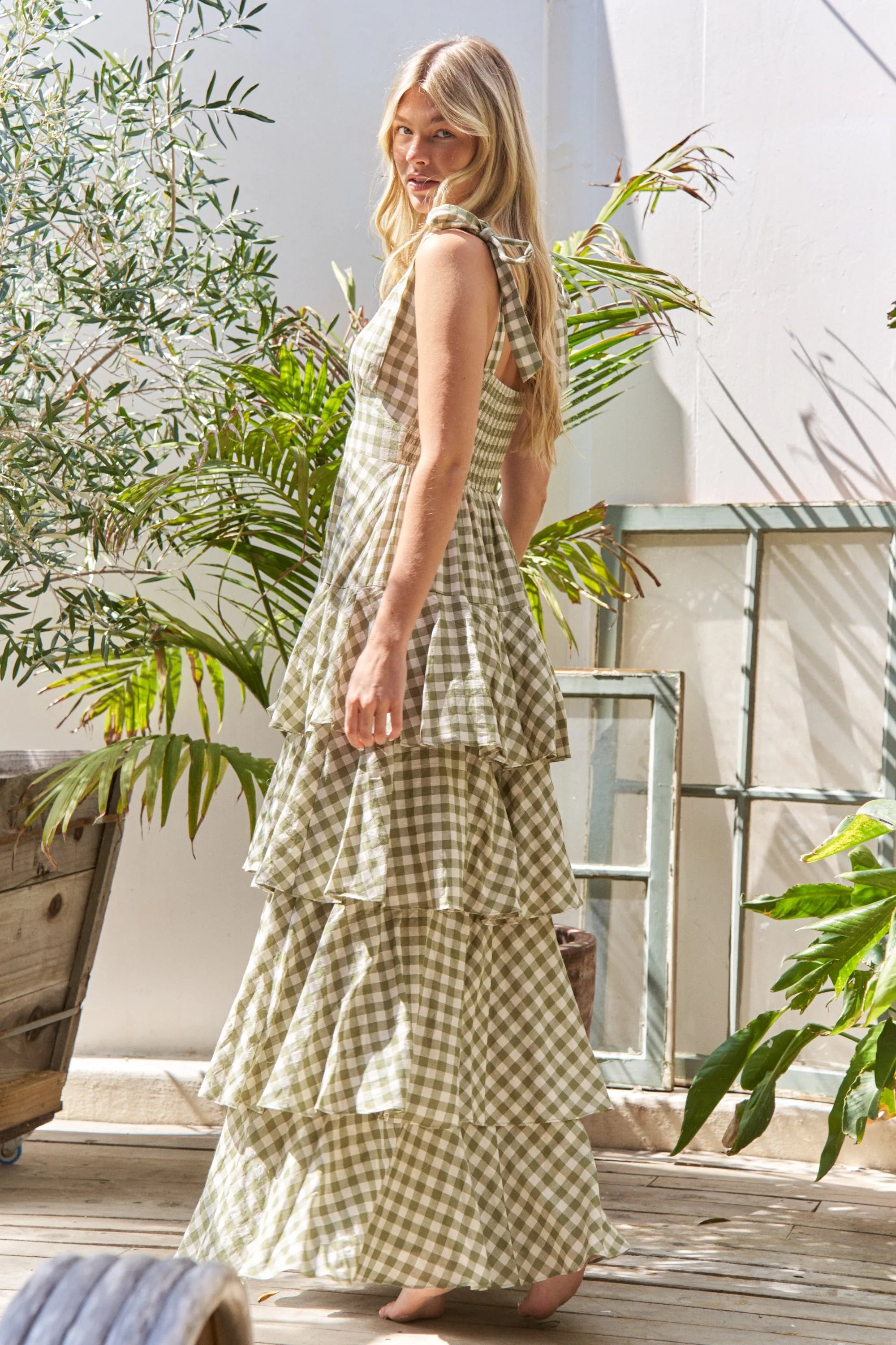 Gingham Tiered Maxi Dress