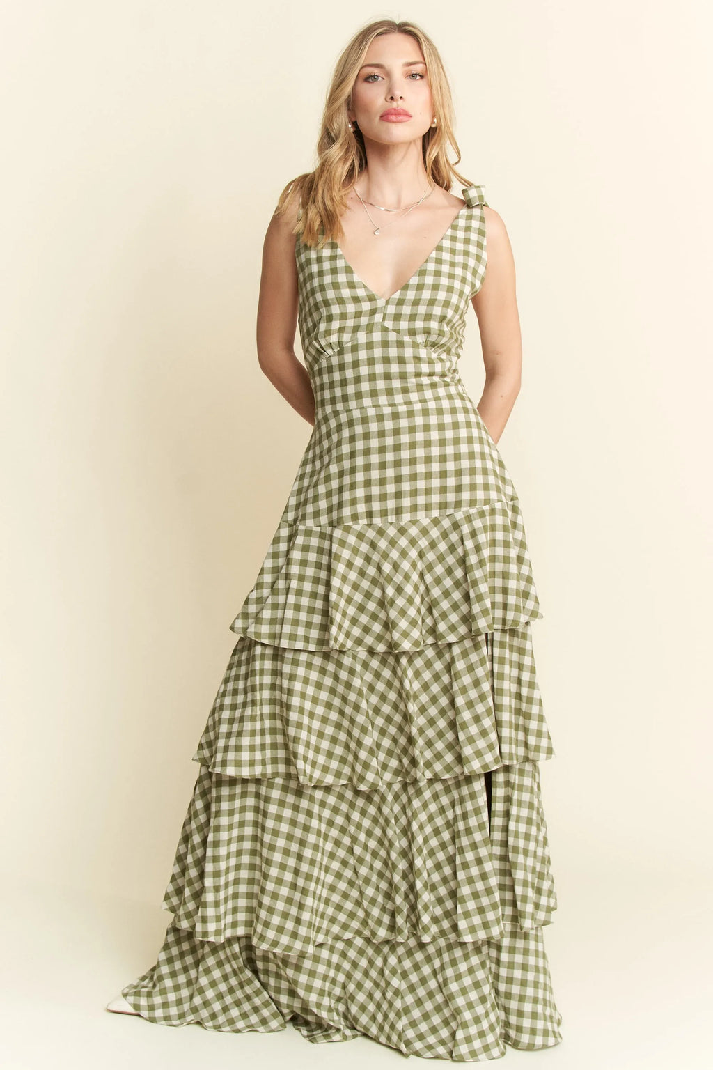 Gingham Tiered Maxi Dress