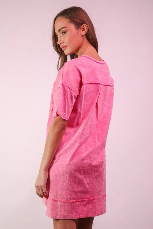 Plus Size Mineral Washed Knit Shift Mini Dress
