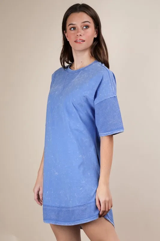 Plus Size Mineral Washed Comfy Casual Knit Mini Dress