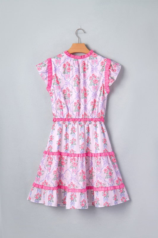 Floral Ruffle Tiered Sleeveless Mini Dress