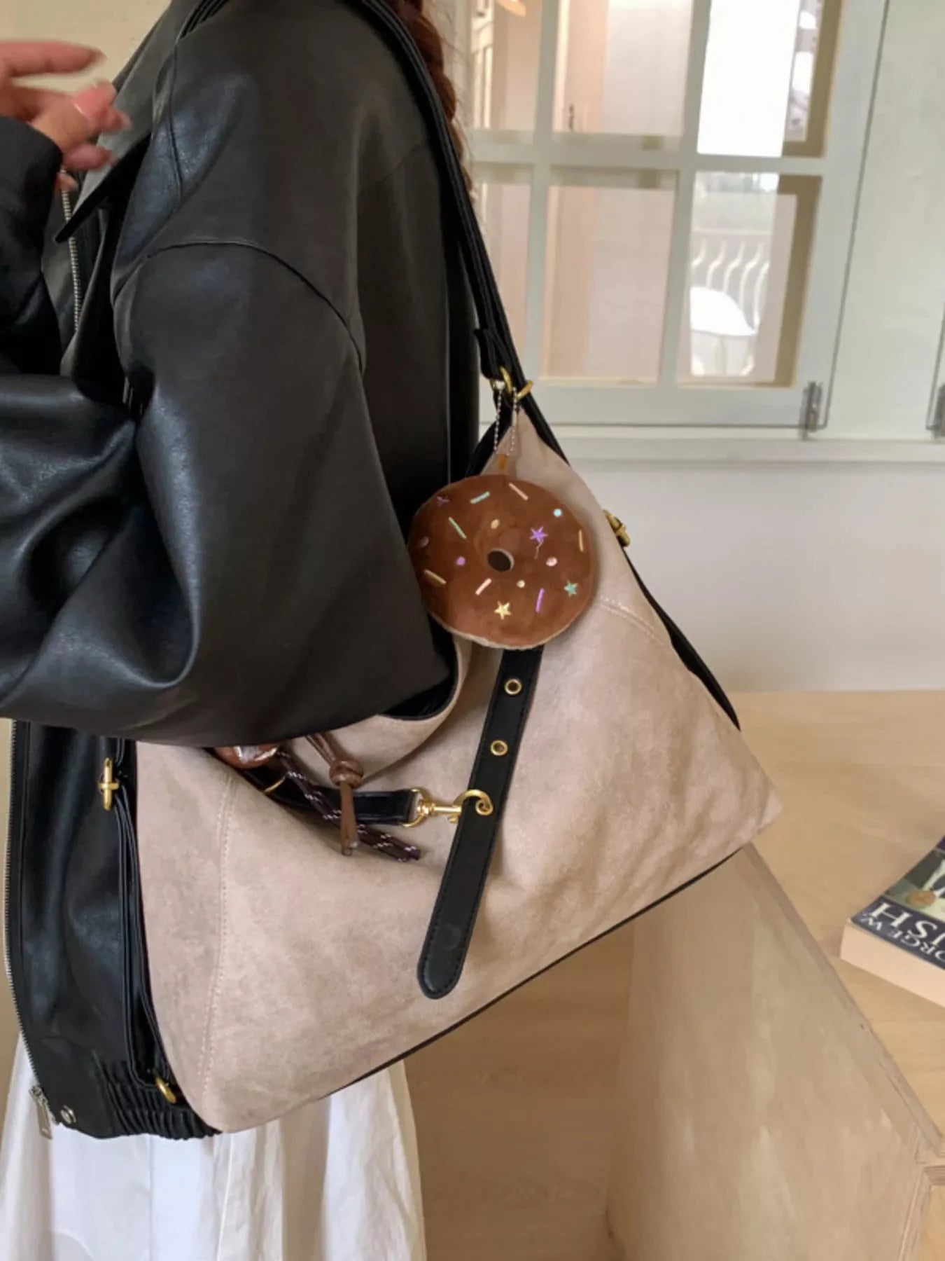 Adjustable Strap Handbag with Charm