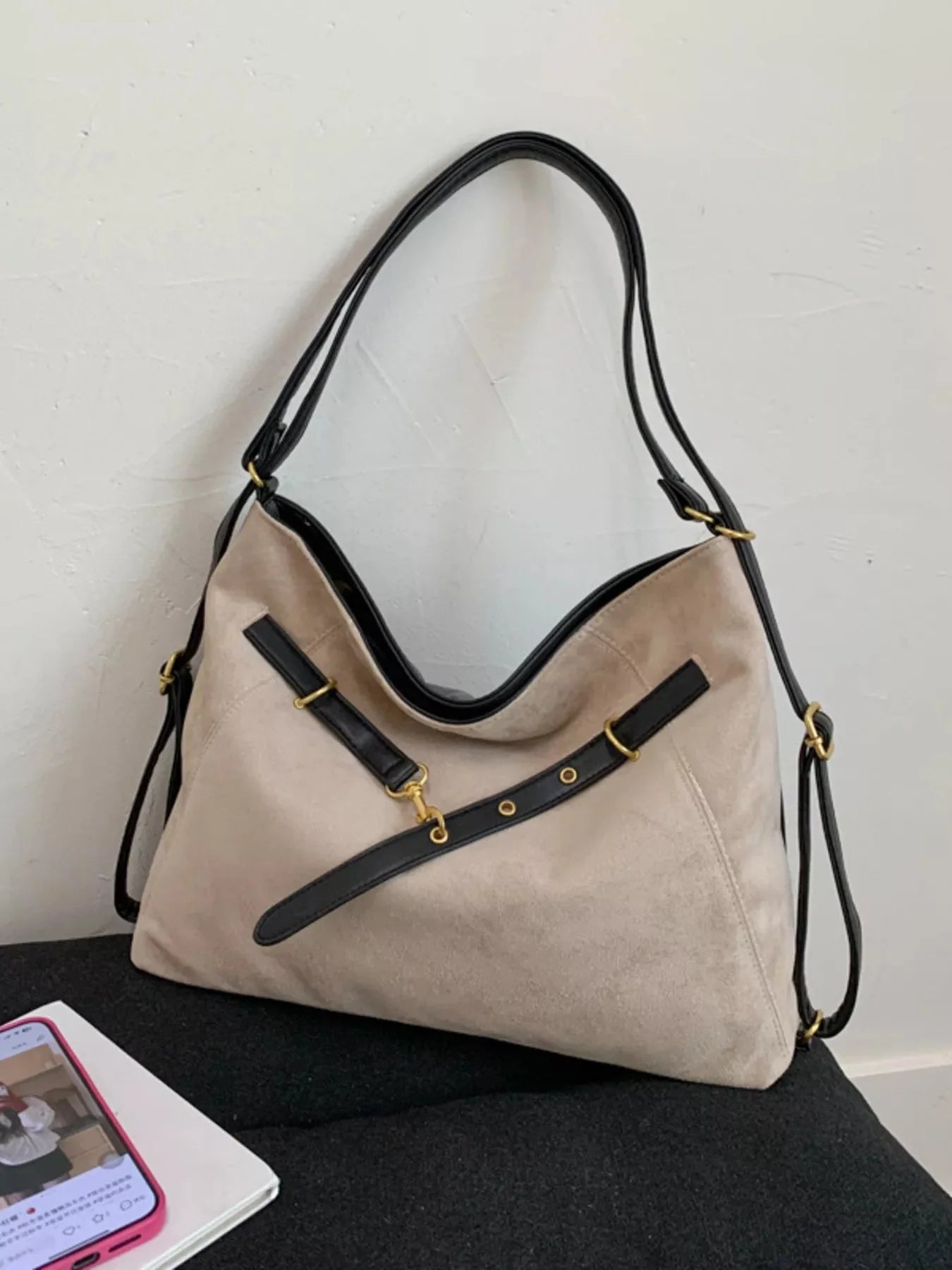 Adjustable Strap Handbag with Charm