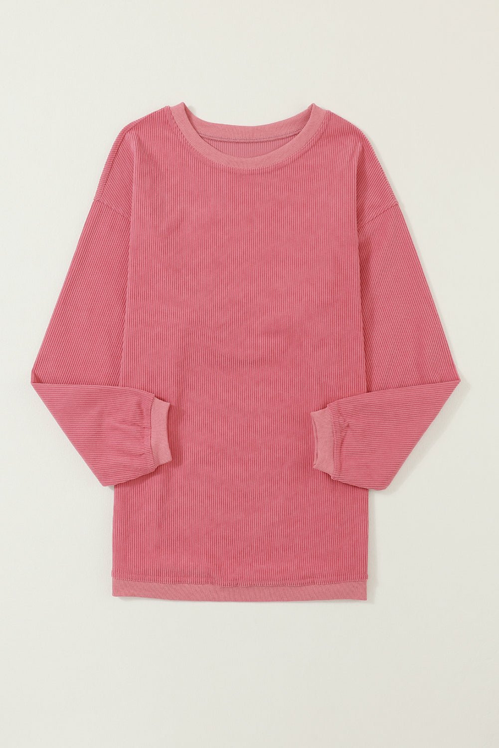 Apricot Drop Shoulder Rib Knit Oversized Sweatshirt