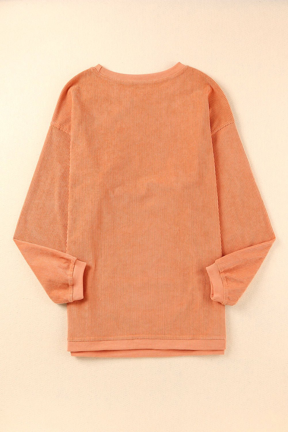 Apricot Drop Shoulder Rib Knit Oversized Sweatshirt