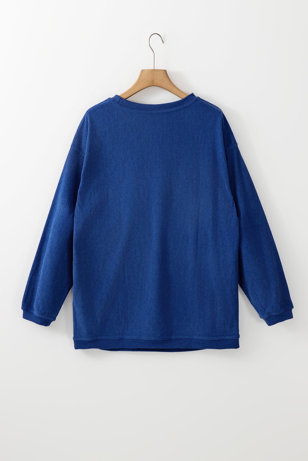 Apricot Drop Shoulder Rib Knit Oversized Sweatshirt