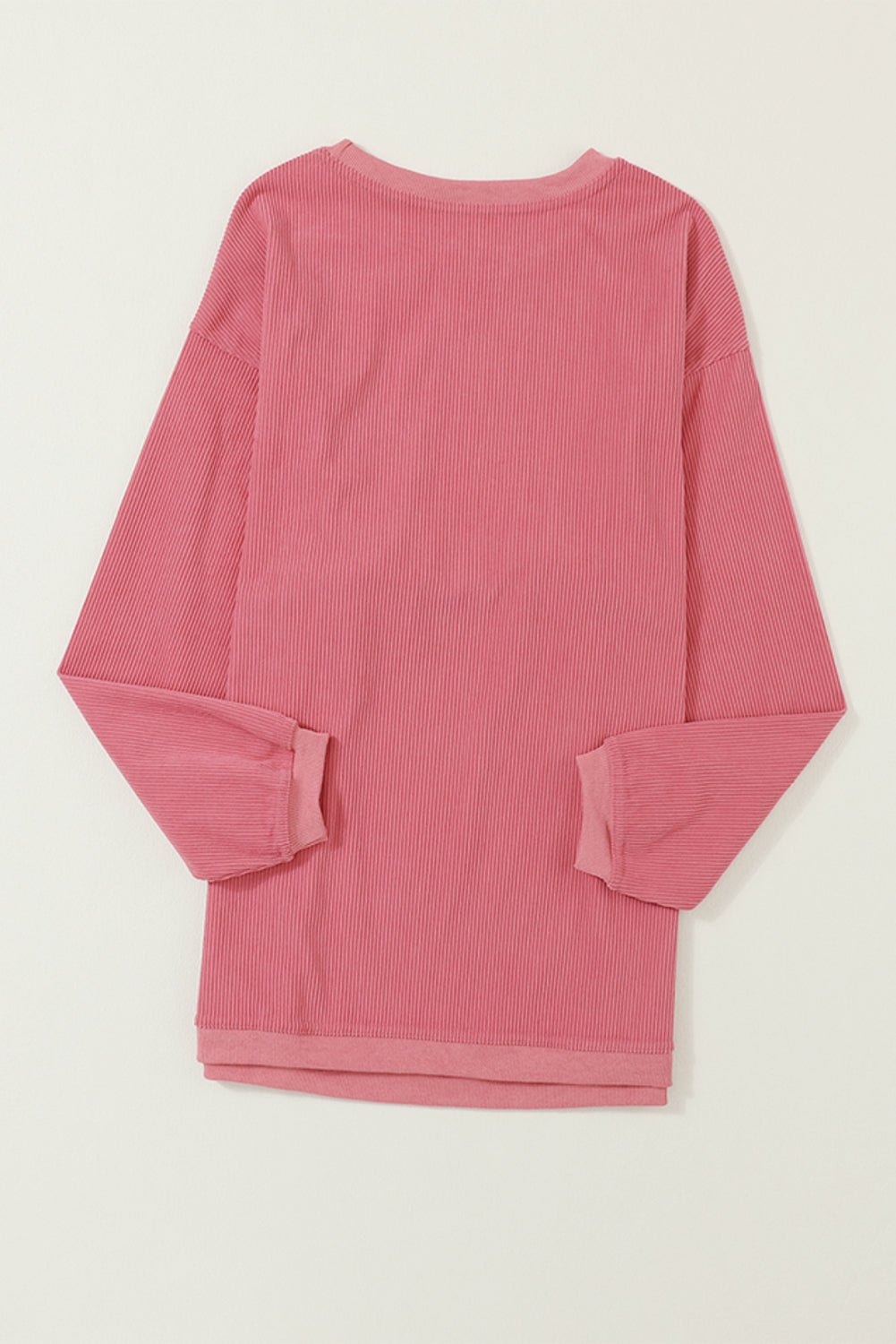 Apricot Drop Shoulder Rib Knit Oversized Sweatshirt