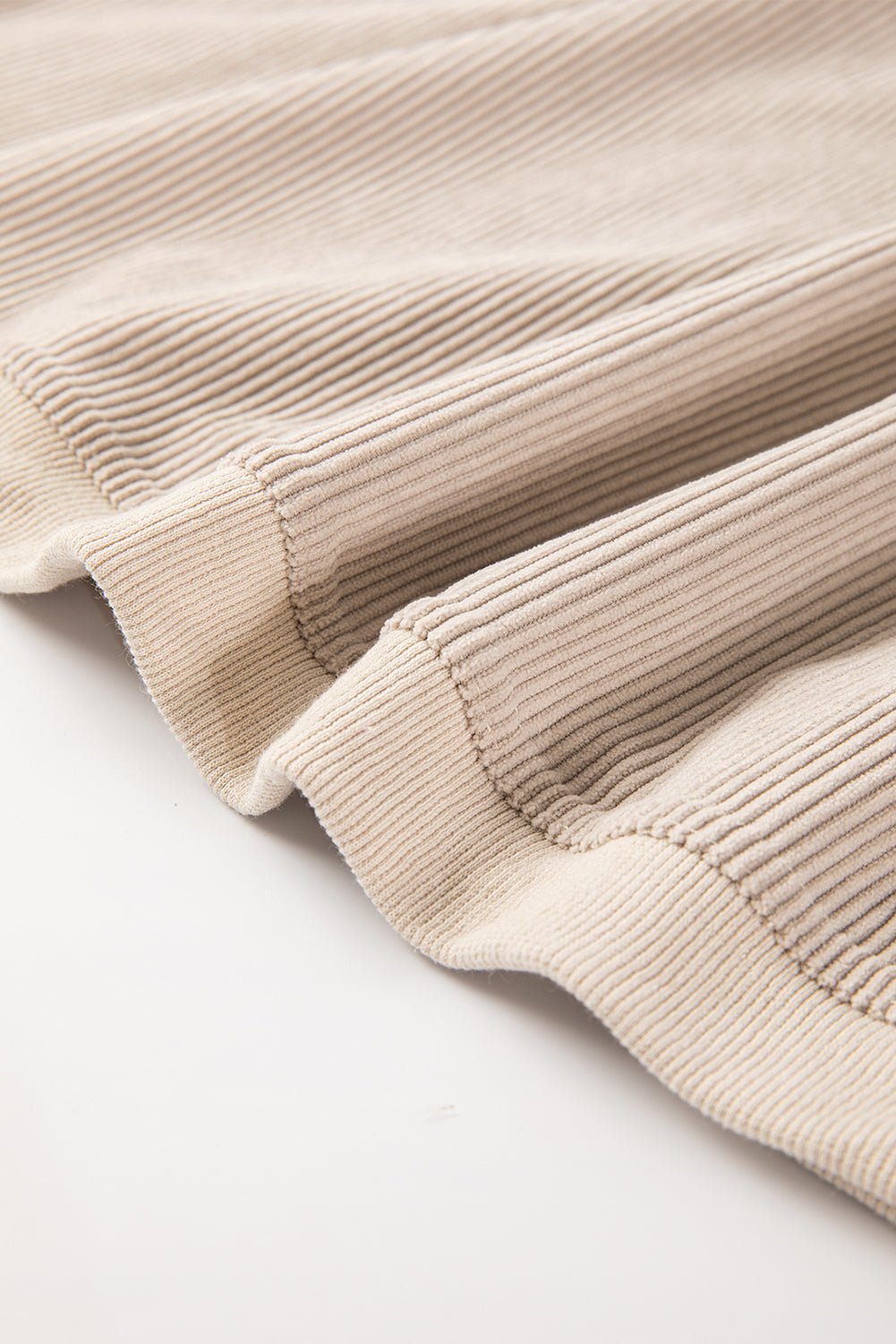 Apricot Drop Shoulder Rib Knit Oversized Sweatshirt