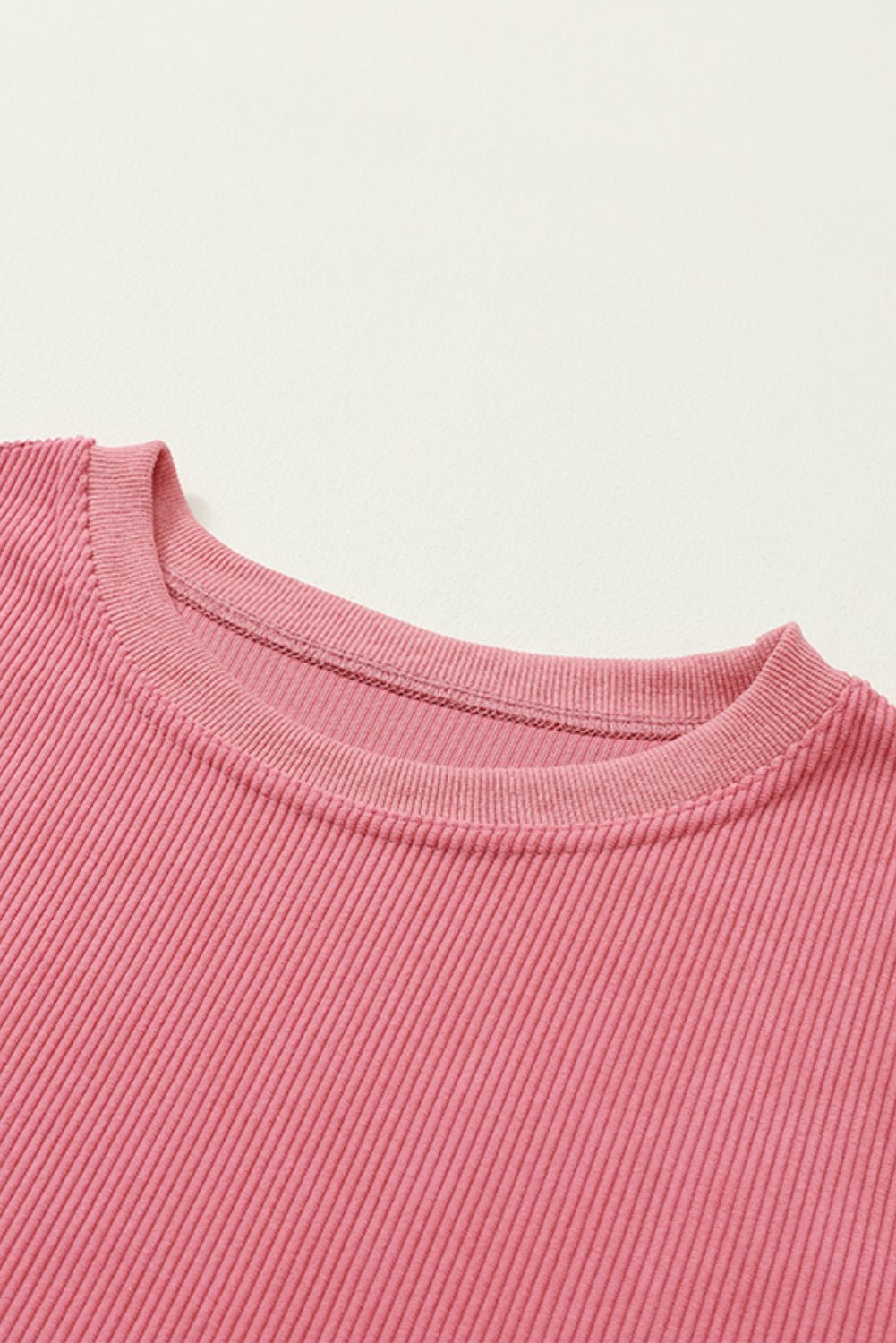 Apricot Drop Shoulder Rib Knit Oversized Sweatshirt