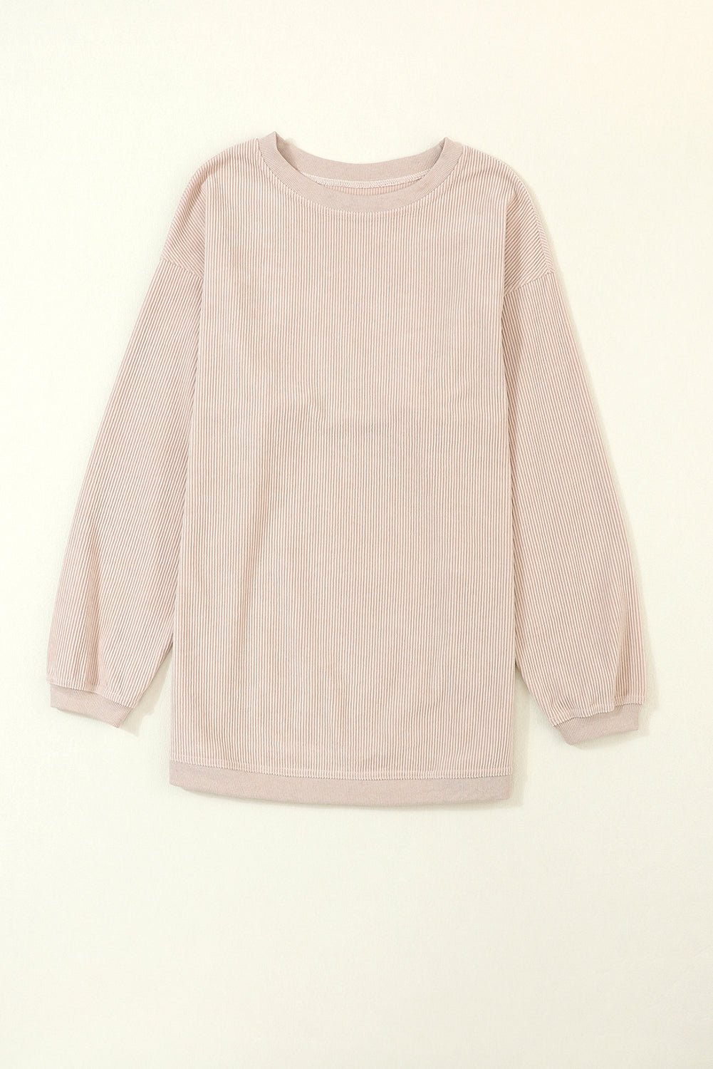 Apricot Drop Shoulder Rib Knit Oversized Sweatshirt